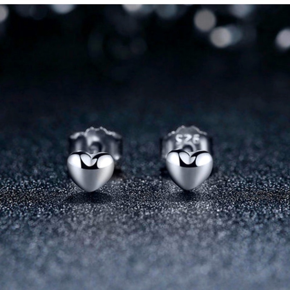 Sterling Silver Heart Shaped Stud Earrings